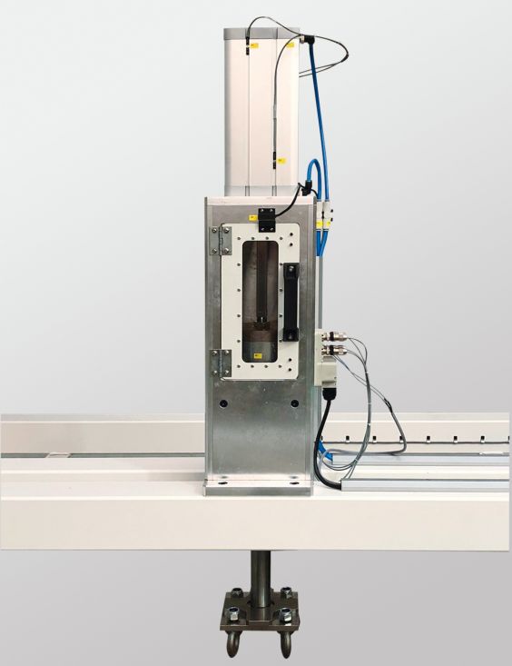 The wheelchairs are latched, pneumatically lifted, unlatched and dropped, with the sensitive inner workings of this device being hydraulically dampened