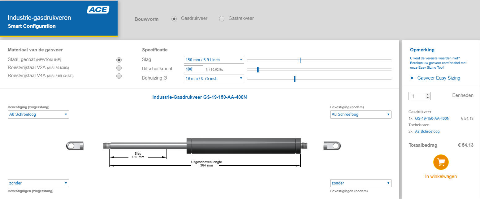 Gasveren configureren met de ACE Online Configurator